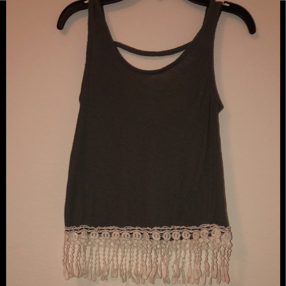 Rue 21 Green Tank Top With Decorative Hem